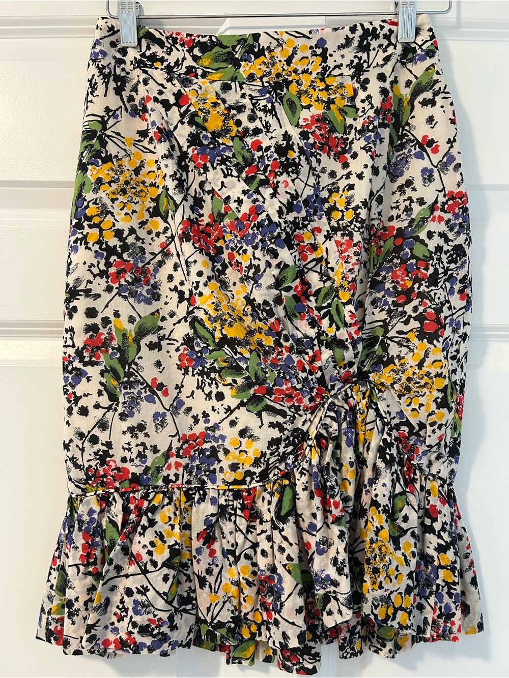 Anthropologie Edme & Esyllte Floral Ruffle Skirt - White Multicolor